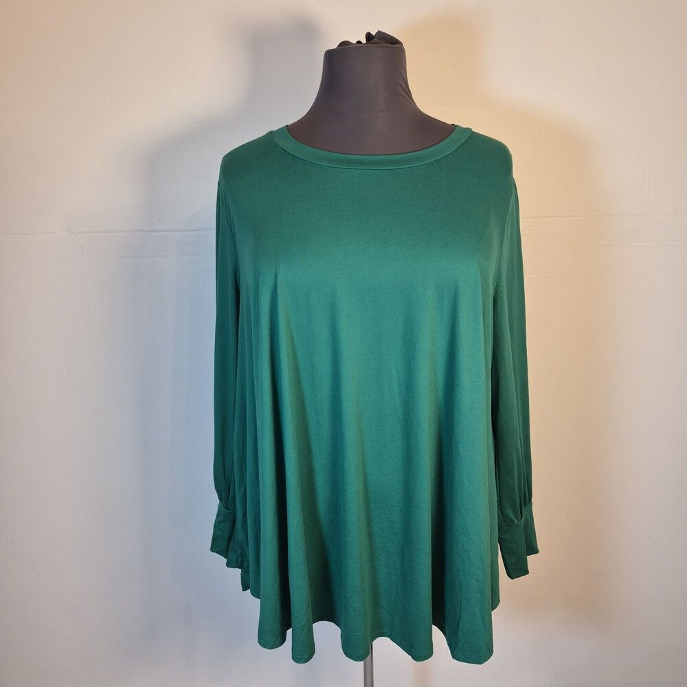 Lane Bryant Women's Swing Collection Tunic Top Size 26/28 Green Long Sleeve